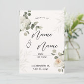 Faire-part de mariage Eucalyptus blanc esthétique (Debout devant)