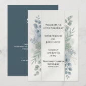 Faire-part de mariage Eucalyptus Bleu Argent (Devant / Derrière)