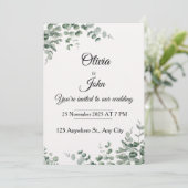 Faire-part de mariage Eucalyptus Élégance (Debout devant)