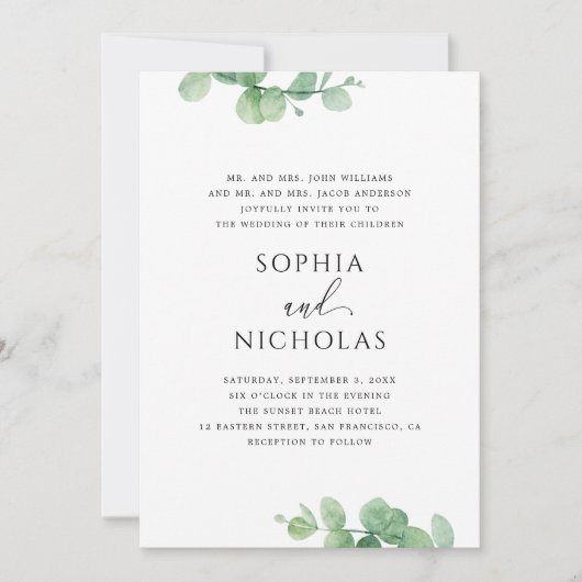 Faire-part de mariage Eucalyptus | Élégance botani (Devant)