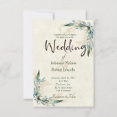 Faire-part de mariage Eucalyptus et or (Devant)