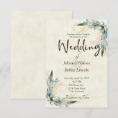 Faire-part de mariage Eucalyptus et or (Devant / Derrière)