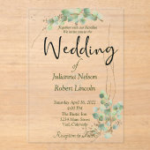 Faire-part de mariage eucalyptus et or (Recto)