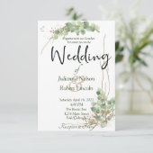 Faire-part de mariage eucalyptus et or (Debout devant)