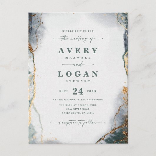 Faire-part de mariage Eucalyptus Ethérée Abstrait (Devant)