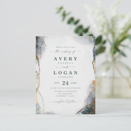 Faire-part de mariage Eucalyptus Ethérée Abstrait (Debout devant)