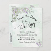 Faire-part de mariage Eucalyptus & Menthe Lavande (Devant / Derrière)