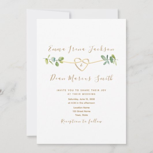 Faire-part de mariage Eucalyptus moderne avec code (Devant)