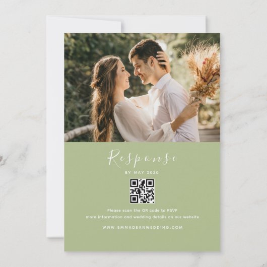 Faire-part de mariage Eucalyptus moderne avec code (Dos)