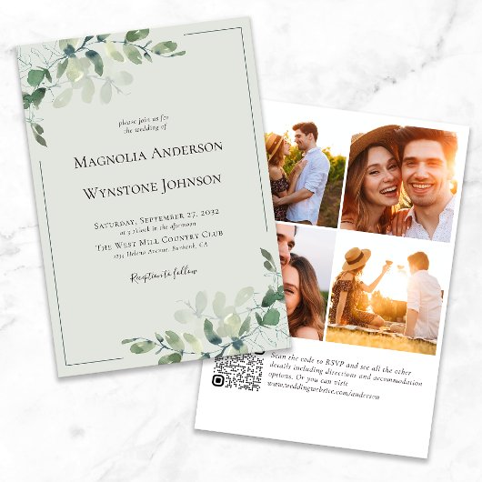 Faire-part de mariage | Eucalyptus QR Code photo