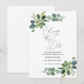 Faire-part de mariage eucalyptus reporté (Devant / Derrière)