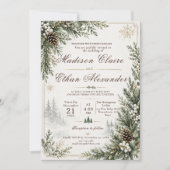 Faire-part de mariage Evergreen hivernal (Devant)