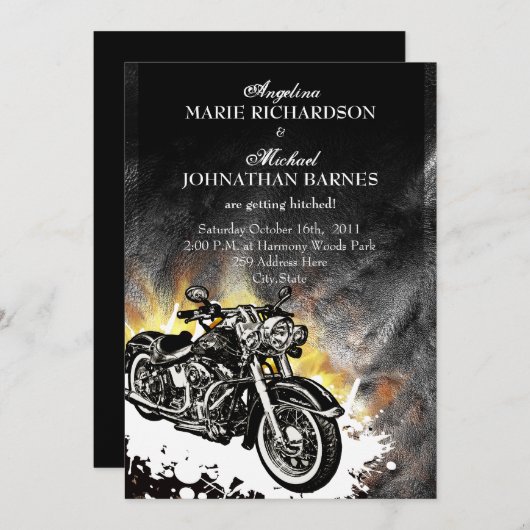 Faire-part de mariage excentrique de cuir et de (Devant / Derrière)