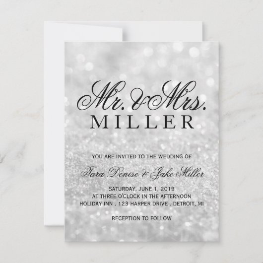 Faire-part de mariage - Fab argenté brillant (Devant)