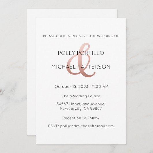 Faire-part de mariage, Faire-part de mariage class (Devant / Derrière)