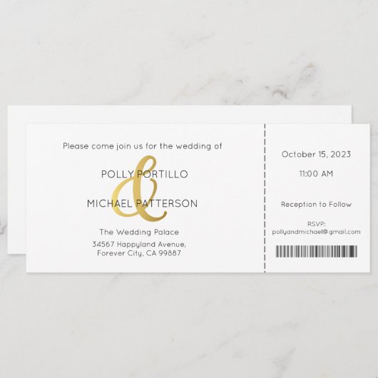 Faire-part de mariage, Faire-part de mariage class (Devant / Derrière)