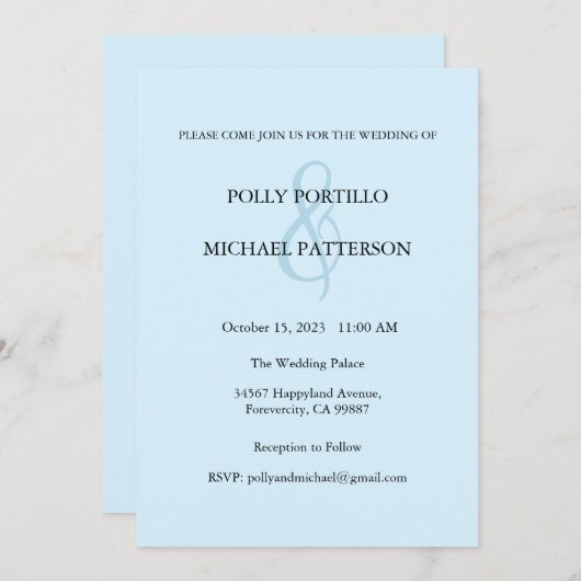 Faire-part de mariage, Faire-part de mariage class (Devant / Derrière)