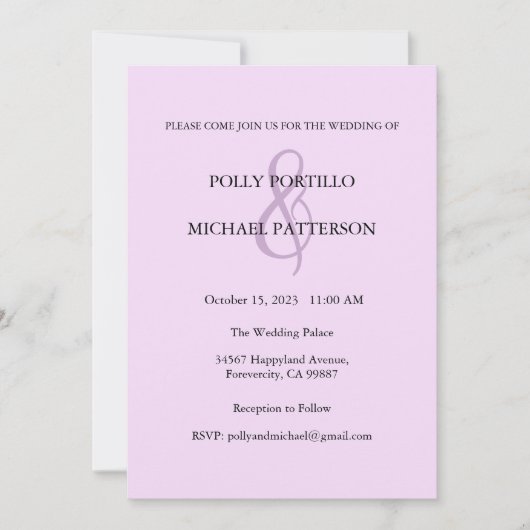 Faire-part de mariage, Faire-part de mariage class (Devant)