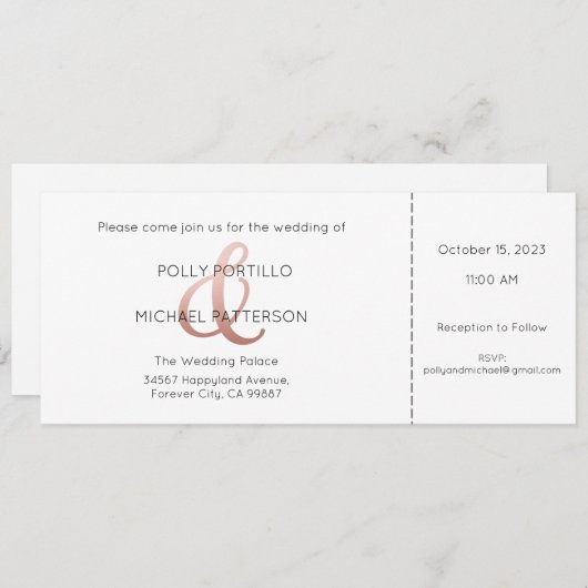 Faire-part de mariage, Faire-part de mariage class (Devant / Derrière)