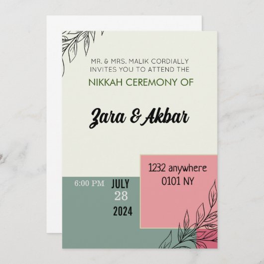 Faire-part de mariage, faire-part de mariage flora (Devant / Derrière)