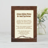 Faire-part de mariage fait sur commande en cuir (Debout devant)