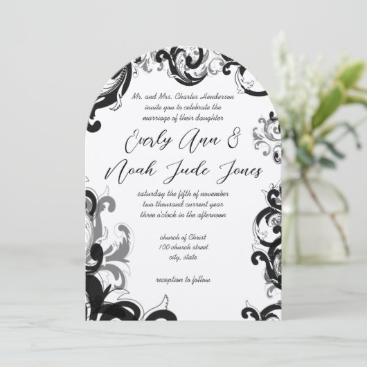 Faire-part de mariage Fancy Swirl (Debout devant)