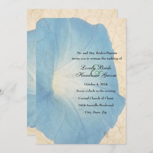 Faire-part de mariage fané de parchemin de gloire (Devant / Derrière)