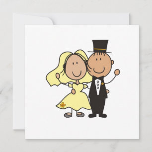 Faire-part de mariage fantaisiste de mariés dessin