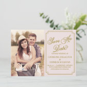 Faire-part de mariage fantaisiste Rose & Or (Debout devant)