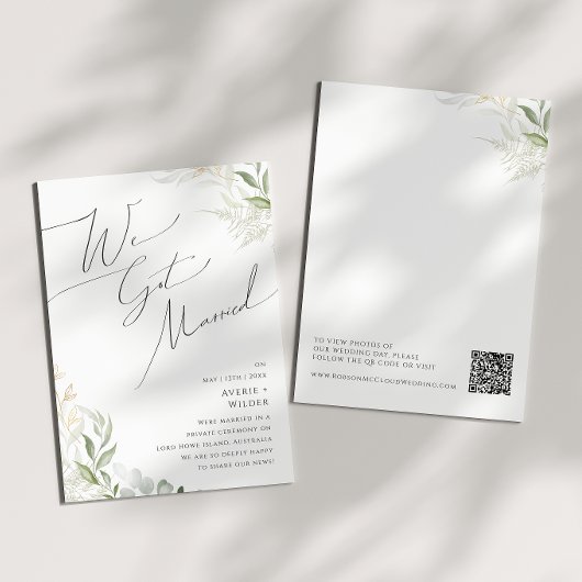 Faire-part de mariage fantaisiste vert et or