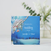 Faire-part de mariage fantasy hiver enneigé (Debout devant)