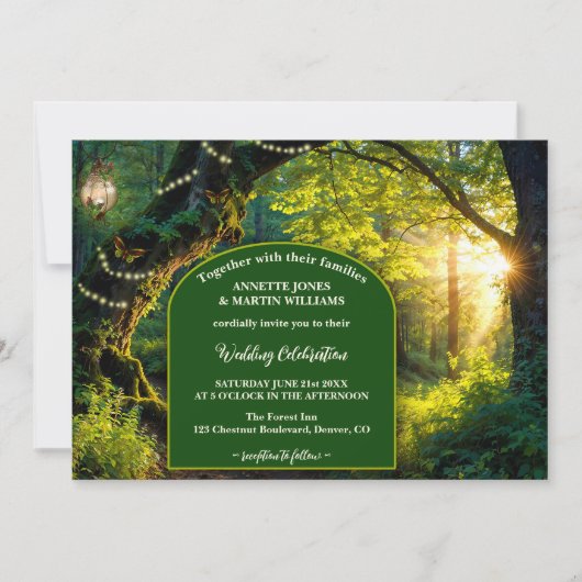 Faire-part de mariage Festif Enchanted Forest (Devant)
