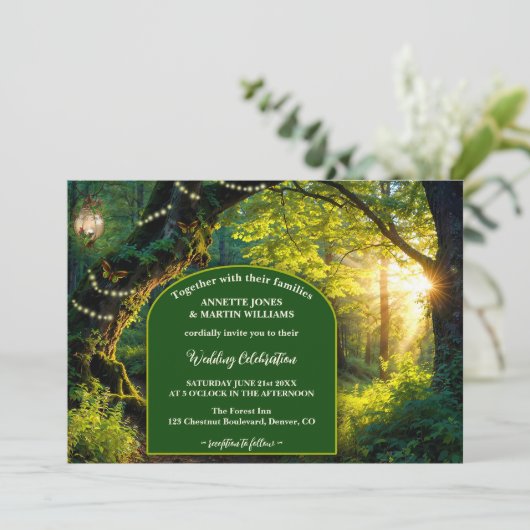 Faire-part de mariage Festif Enchanted Forest (Debout devant)