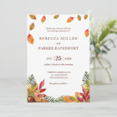 Faire-part de mariage feuillage d'automne (Debout devant)