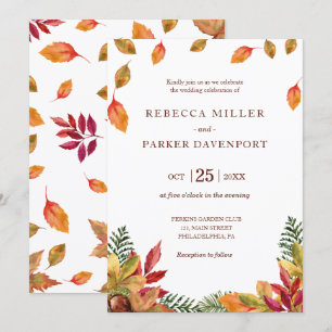 Faire-part de mariage feuillage d'automne