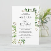 Faire-part de mariage Feuillage de feuilles vertes (Debout devant)