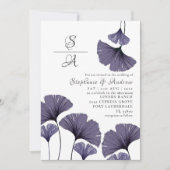 Faire-part de mariage Feuillage de Ginkgo Violet M (Devant)