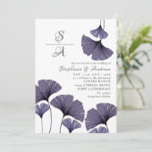 Faire-part de mariage Feuillage de Ginkgo Violet M (Debout devant)