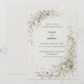 Faire-part de mariage Feuillage Or Vert (Devant / Derrière)