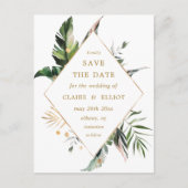 Faire-Part de Mariage Feuillage Tropical Or (Devant)