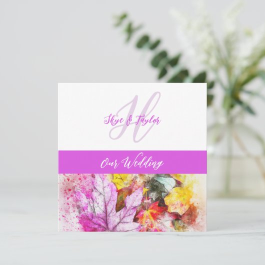 Faire-part de mariage Feuille aquarelle (Debout devant)