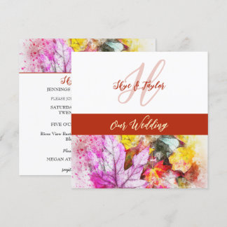 Faire-part de mariage Feuille aquarelle