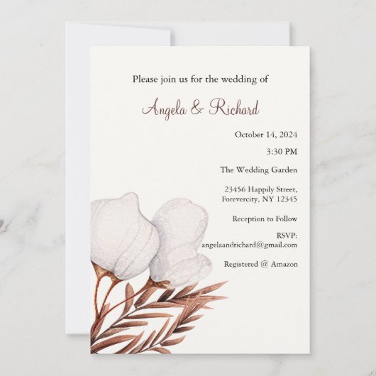 Faire-part de mariage, Feuille, Automne, Invitatio (Devant)