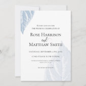 Faire-part de mariage feuille bleu poussiéreux (Devant)