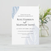 Faire-part de mariage feuille bleu poussiéreux (Debout devant)