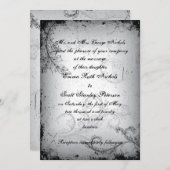 faire-part de mariage feuille de défilement gris v (Devant / Derrière)