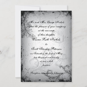 faire-part de mariage feuille de défilement gris v