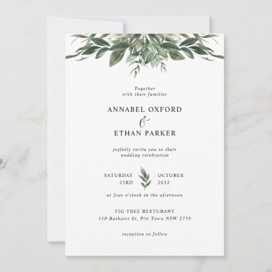 Faire-part de mariage feuille de feuillage (Devant)