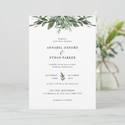 Faire-part de mariage feuille de feuillage (Debout devant)