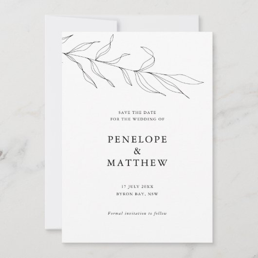 Faire-part de mariage feuille de feuillage dessin  (Devant)